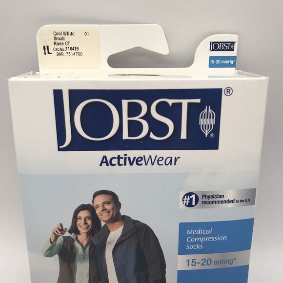 Jobst Medical Activewear Knee High Compression Socks 15-20 mmHg Small Cool White - Picture 4 of 8